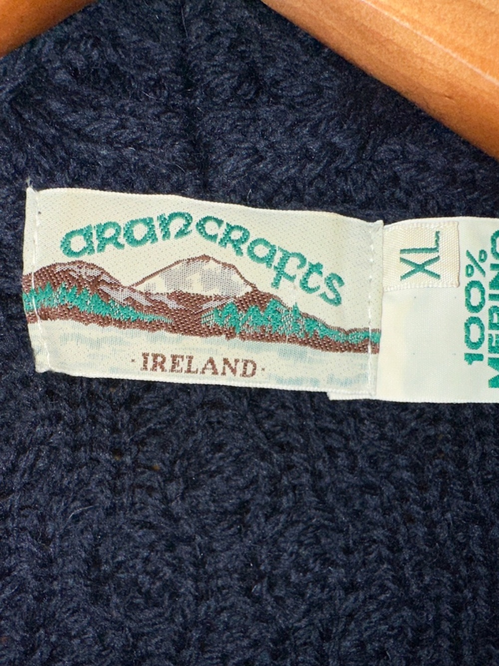 Aran Crafts Ireland Shannon Zip Cardigan XL 100% Merino Wool - Navy - Picture 2 of 9